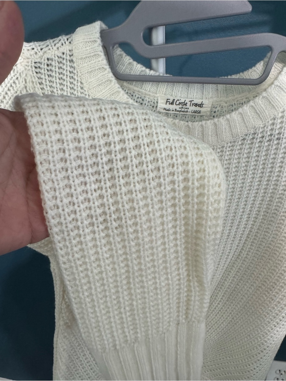 Full Circle Threads Cream Twist-Front Crewneck Sweater - Picture 4 of 4